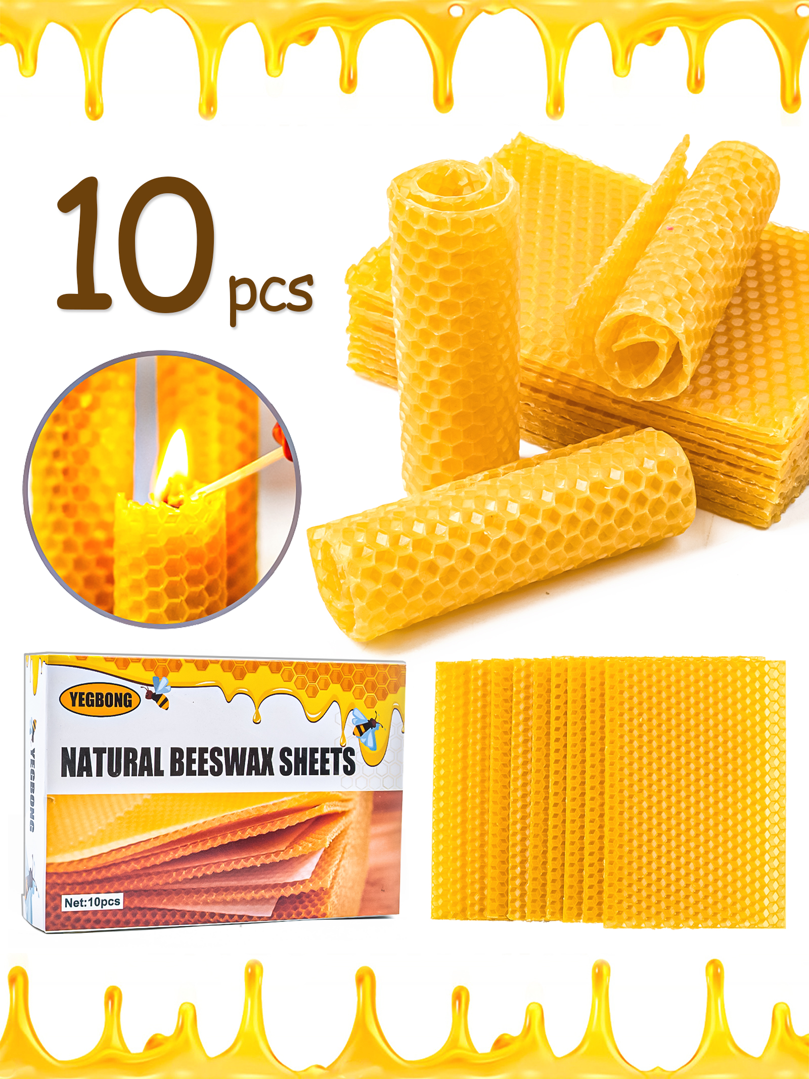 10Pcs Natural Honeycomb Bee Wa - огляд і ціна Candle Making Supplies For Beginners